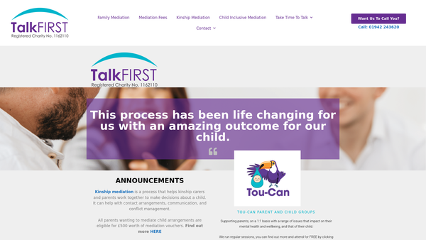 Screenshot of the Talk First website