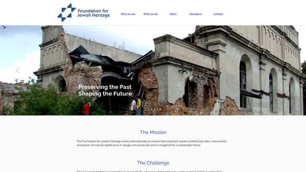 Screenshot of the Foundation For Jewish Heritage website