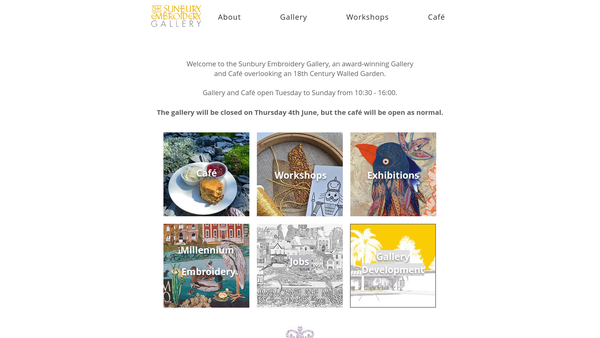 Screenshot of the The Millennium Embroidery Group Sunbury-On-Thames website