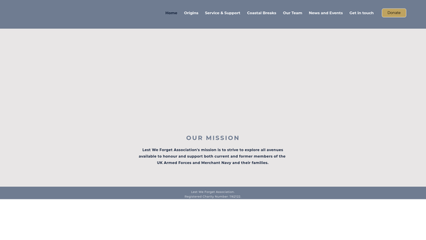 Screenshot of the Lest We Forget Association website