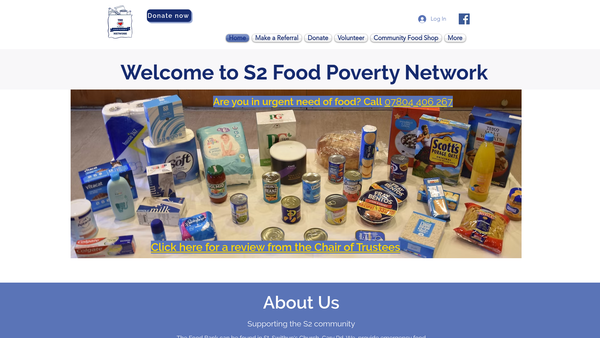 Screenshot of the S2 Food Poverty Network website