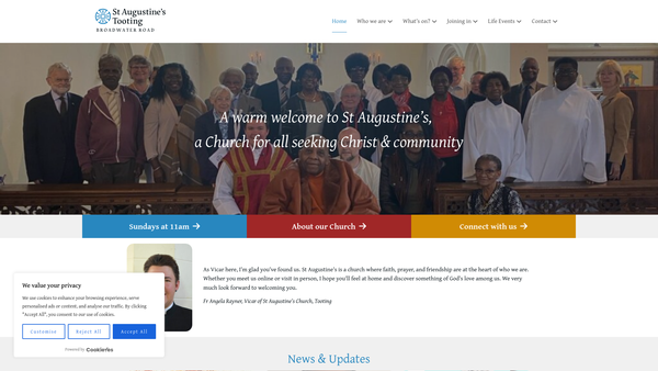 Screenshot of the The Parochial Church Council Of The Ecclesiastical Parish Of St Augustine, Tooting website