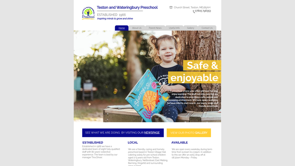 Screenshot of the Teston & Wateringbury Preschool website