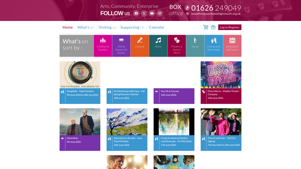 Screenshot of the Pavilions Teignmouth website