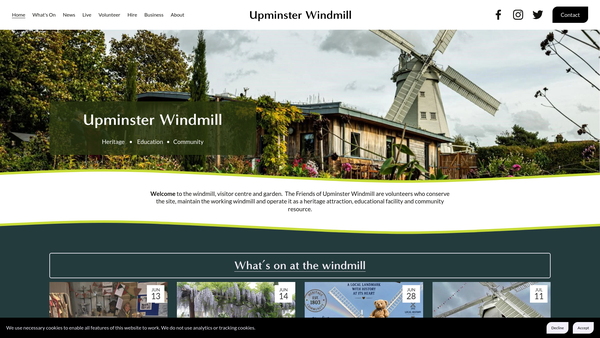 Screenshot of the Friends Of Upminster Windmill website