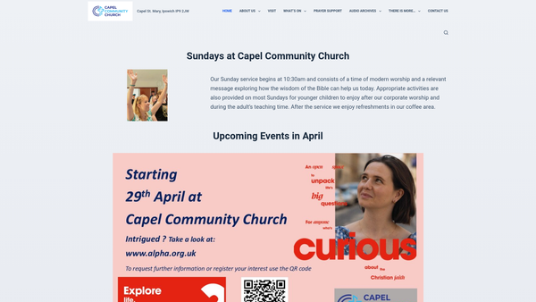 Screenshot of the Capel Community Church website