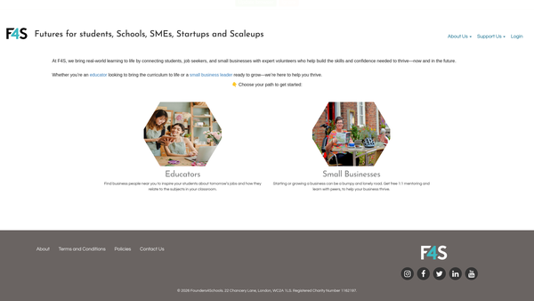 Screenshot of the Founders4schools website