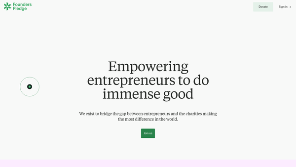 Screenshot of the Founders Pledge Ltd website