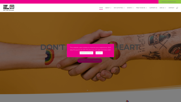 Screenshot of the York LGBT Forum website