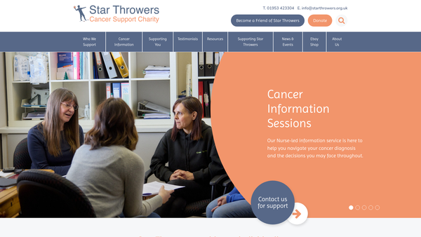 Screenshot of the Star Throwers CIO website