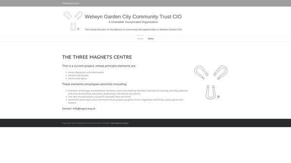 Screenshot of the Welwyn Garden City Community Trust CIO website