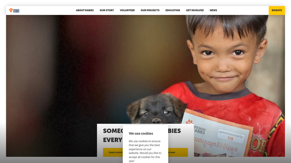 Screenshot of the Mission Rabies Limited website