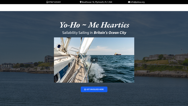 Screenshot of the Plymouth & Devon Schools Sailing Association website