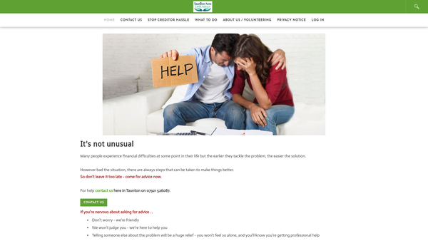 Screenshot of the Taunton Area Debt Advice website