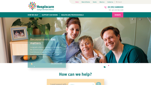 Screenshot of the Budleigh Salterton And District Hospiscare website