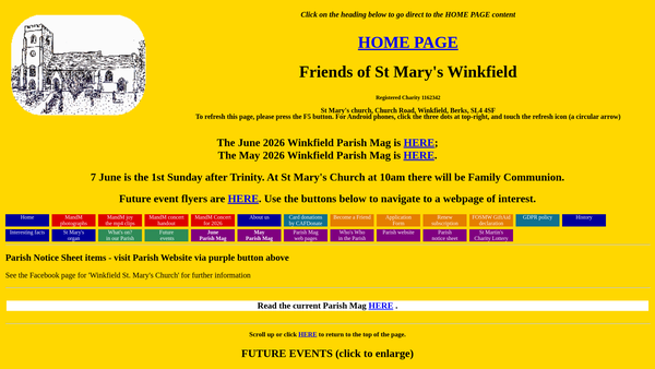 Screenshot of the Friends Of St Mary's Winkfield website