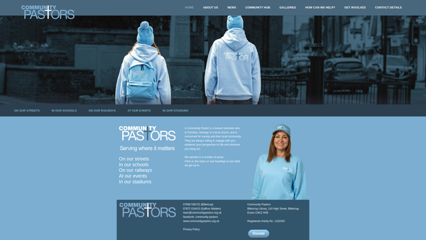 Screenshot of the Community Pastors website