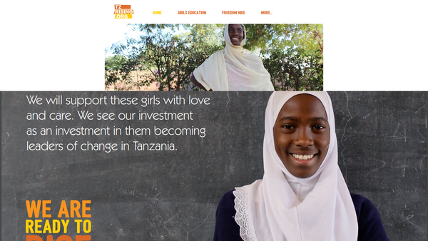 Screenshot of the Tz Rising website