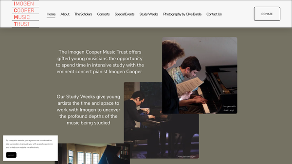 Screenshot of the The Imogen Cooper Music Trust website