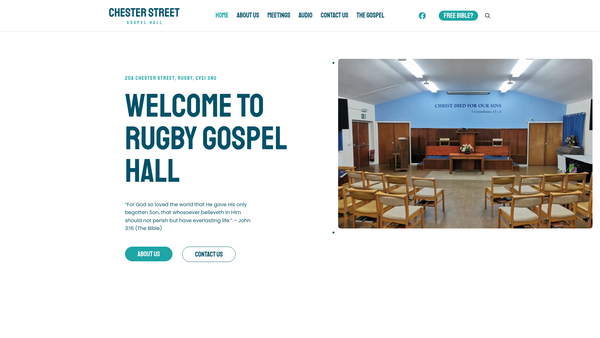 Screenshot of the Chester Street Gospel Hall Church website