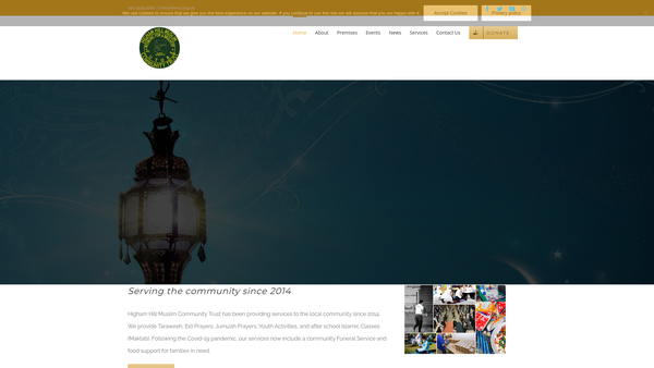 Screenshot of the Higham Hill Muslim Community Trust website