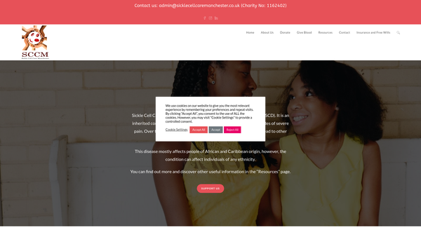 Screenshot of the Sickle Cell Care Manchester website