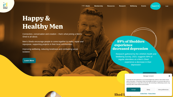 Screenshot of the UK Men's Sheds Association website