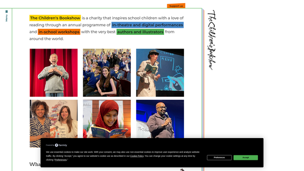 Screenshot of the The Children's Bookshow website