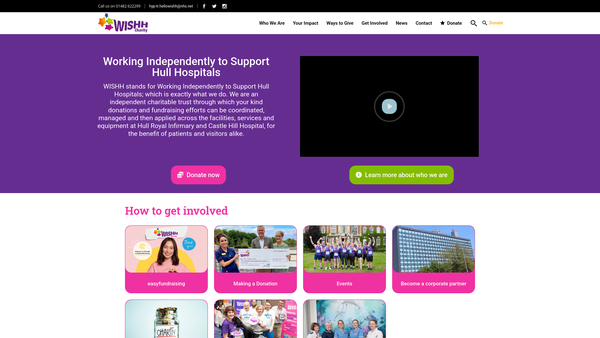 Screenshot of the The Hull And East Yorkshire Hospitals Health Charity website