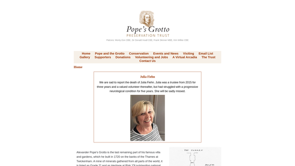 Screenshot of the Pope's Grotto Preservation Trust website