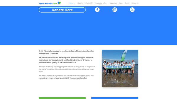 Screenshot of the Cystic Fibrosis Care website