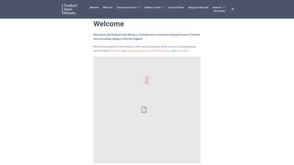 Screenshot of the Thetford Parochial Church Council website