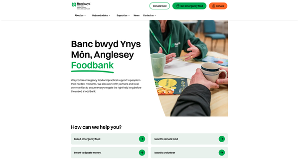 Screenshot of the Bancbwyd Ynys Mon - Anglesey Foodbank website