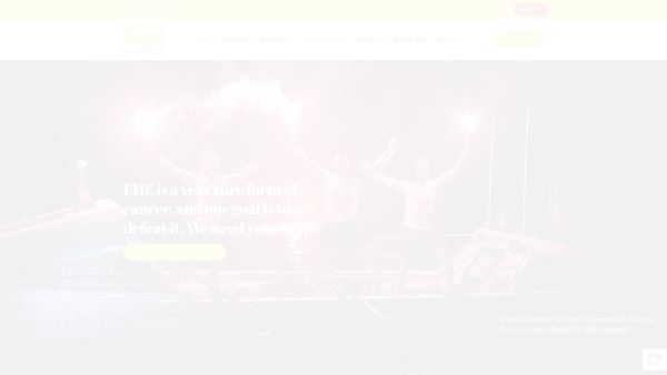 Screenshot of the Ehe Rare Cancer Charity (UK) website