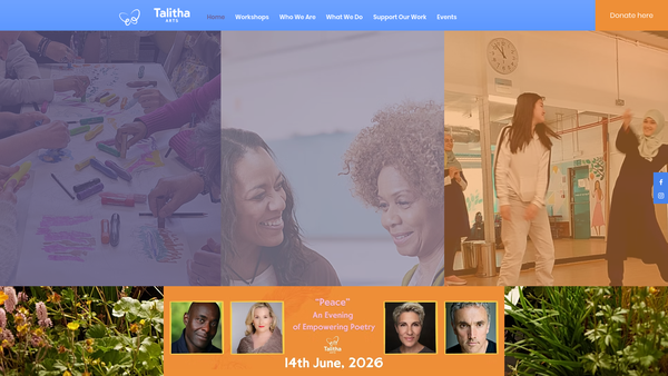 Screenshot of the Talitha Arts website