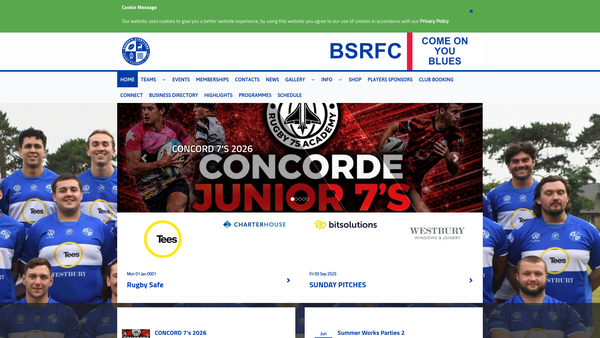 Screenshot of the Bishop's Stortford Rugby Football Club 2015 website