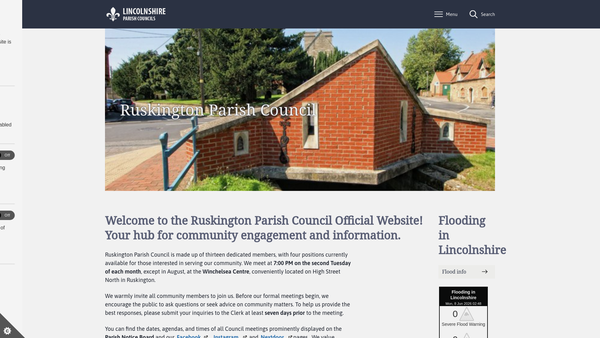 Screenshot of the Ruskington Parish Community Library CIO website