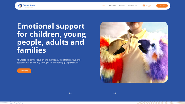 Screenshot of the Create Hope website