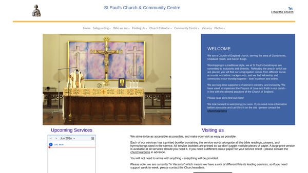 Screenshot of the The Parochial Church Council Of The Ecclesiastical Parish Of St Paul Goodmayes website
