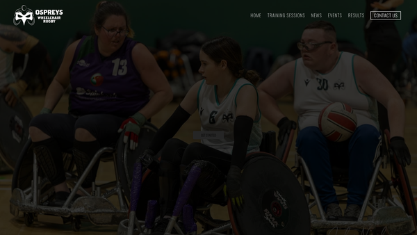 Screenshot of the Ospreys Wheelchair Rugby website