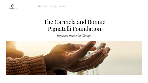 Screenshot of the The Carmela & Ronnie Pignatelli Foundation website