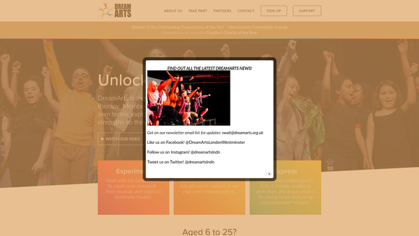 Screenshot of the Dreamarts website