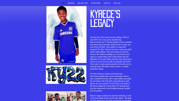 Screenshot of the Kyrece's Legacy website