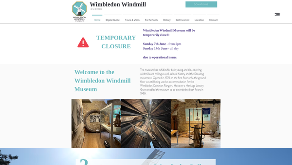 Screenshot of the Wimbledon Windmill Museum CIO website