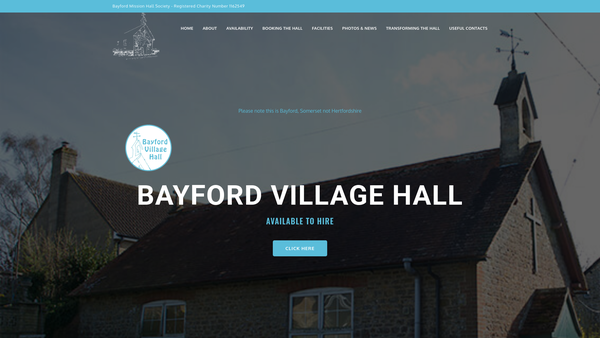 Screenshot of the Bayford Mission Hall Society website