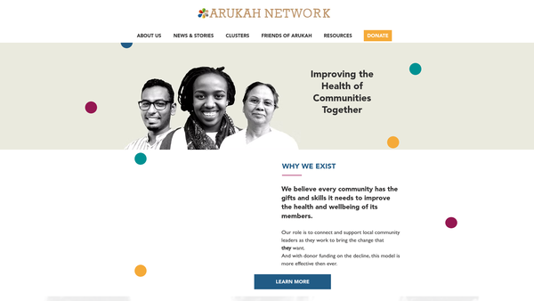 Screenshot of the Arukah Network website