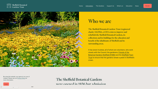 Screenshot of the Sheffield Botanical Gardens Trust website