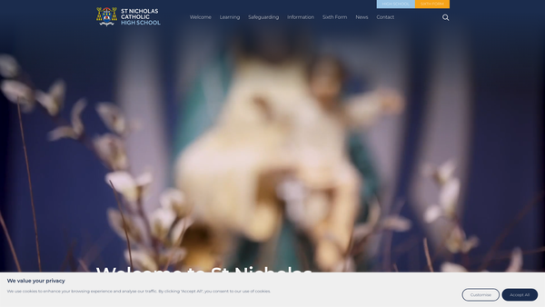 Screenshot of the St Nicholas Catholic High School PTFA website