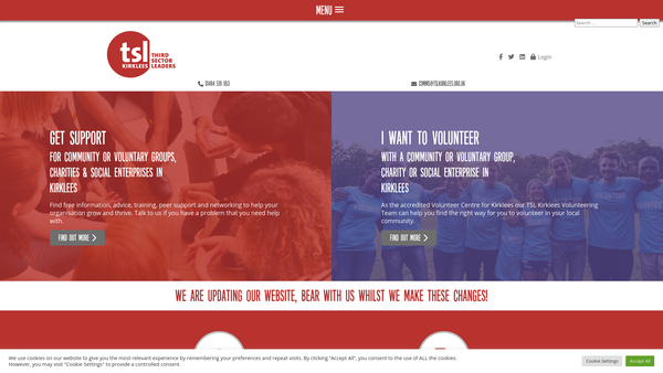 Screenshot of the Third Sector Leaders Kirklees website