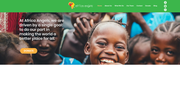 Screenshot of the Africa Angels website